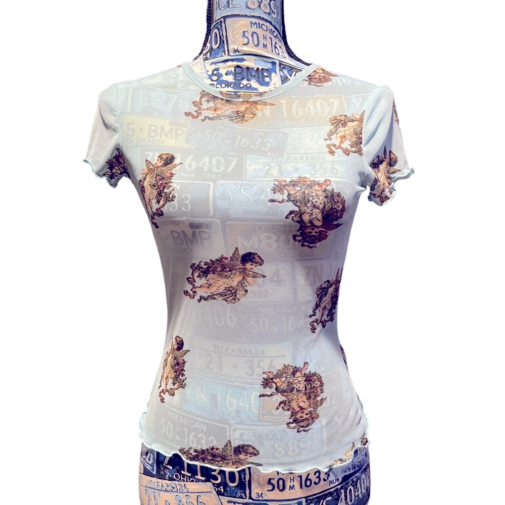 Dolls Kill Polly & Esther sheer mesh cherub top
